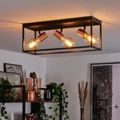 Lampes Dorées-hofstein Plafonnier Malao Or rose, Noir, 3 lumières