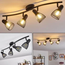 hofstein Plafonnier Malawi Noir, 4 lumières* Spots Et Projecteurs