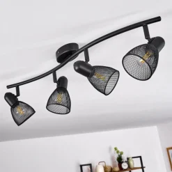 hofstein Plafonnier Malawi Noir, 4 lumières* Spots Et Projecteurs