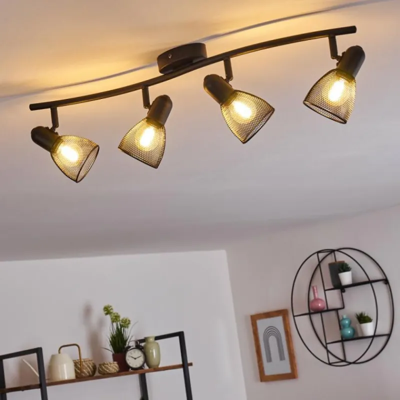 hofstein Plafonnier Malawi Noir, 4 lumières* Spots Et Projecteurs