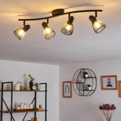 hofstein Plafonnier Malawi Noir, 4 lumières* Spots Et Projecteurs