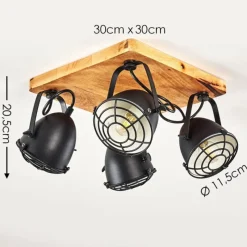 hofstein Plafonnier Malix Brun, Noir, 4 lumières