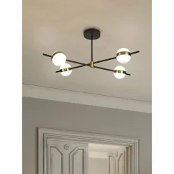 Lampes Dorées-Luminaires Mantra Plafonnier Mantra CUBA LED Or, Noir, 1 lumière
