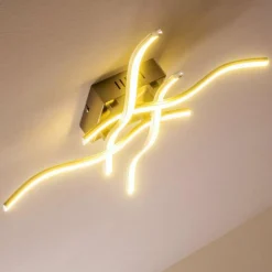 hofstein Plafonnier Mapleton LED Nickel mat, 4 lumières* Éclairage Led