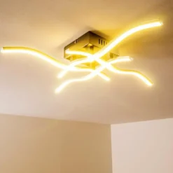 hofstein Plafonnier Mapleton LED Nickel mat, 4 lumières* Éclairage Led