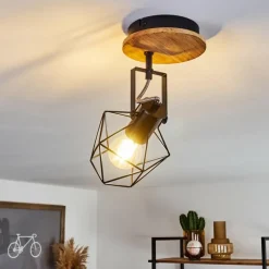 Lampes Vintages & Rétros-hofstein Plafonnier Maracambo Bois foncé, Noir, 1 lumière