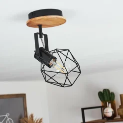 Lampes Vintages & Rétros-hofstein Plafonnier Maracambo Bois foncé, Noir, 1 lumière