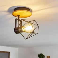 Lampes Vintages & Rétros-hofstein Plafonnier Maracambo Bois foncé, Noir, 1 lumière