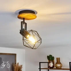 Lampes Vintages & Rétros-hofstein Plafonnier Maracambo Bois foncé, Noir, 1 lumière