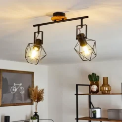 Lampes Vintages & Rétros-hofstein Plafonnier Maracambo Bois foncé, Noir, 2 lumières