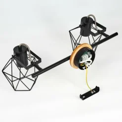 Lampes Vintages & Rétros-hofstein Plafonnier Maracambo Bois foncé, Noir, 2 lumières