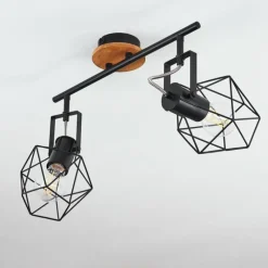 Lampes Vintages & Rétros-hofstein Plafonnier Maracambo Bois foncé, Noir, 2 lumières