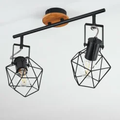 Lampes Vintages & Rétros-hofstein Plafonnier Maracambo Bois foncé, Noir, 2 lumières