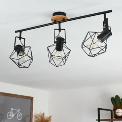 Lampes Vintages & Rétros-hofstein Plafonnier Maracambo Bois foncé, Noir, 3 lumières