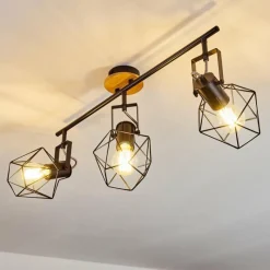 Lampes Vintages & Rétros-hofstein Plafonnier Maracambo Bois foncé, Noir, 3 lumières