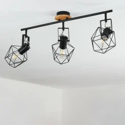 Lampes Vintages & Rétros-hofstein Plafonnier Maracambo Bois foncé, Noir, 3 lumières