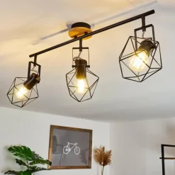 Lampes Vintages & Rétros-hofstein Plafonnier Maracambo Bois foncé, Noir, 3 lumières