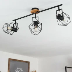 Lampes Vintages & Rétros-hofstein Plafonnier Maracambo Bois foncé, Noir, 3 lumières