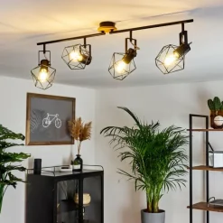 Lampes Industrielles-hofstein Plafonnier Maracambo Bois foncé, Noir, 4 lumières