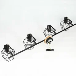 Lampes Industrielles-hofstein Plafonnier Maracambo Bois foncé, Noir, 4 lumières