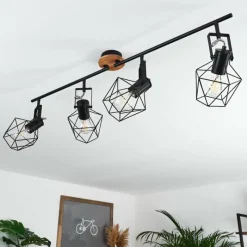 Lampes Industrielles-hofstein Plafonnier Maracambo Bois foncé, Noir, 4 lumières