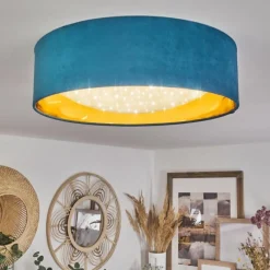 Lampes En Tissu-hofstein Plafonnier Maripi LED Bleu, Or, 1 lumière