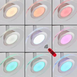 hofstein Plafonnier Marsen LED Chrome, Nickel mat, 4 lumières, Télécommandes, Changeur de couleurs* Spots Et Projecteurs