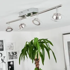 hofstein Plafonnier Marsen LED Chrome, Nickel mat, 4 lumières, Télécommandes, Changeur de couleurs* Spots Et Projecteurs