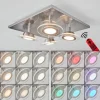 hofstein Plafonnier Marsen LED Nickel mat, 4 lumières, Télécommandes, Changeur de couleurs