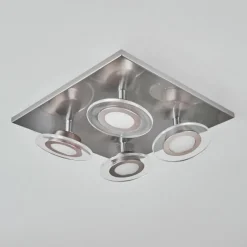 hofstein Plafonnier Marsen LED Nickel mat, 4 lumières, Télécommandes, Changeur de couleurs