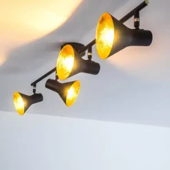 Lampes Dorées-hofstein Plafonnier Mavas Noir, 4 lumières