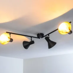 Lampes Dorées-hofstein Plafonnier Mavas Noir, 4 lumières