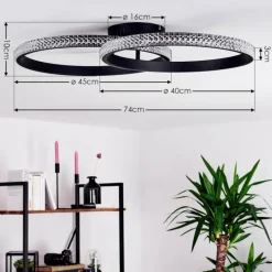 hofstein Plafonnier Melosa LED Noir, Blanc, 1 lumière