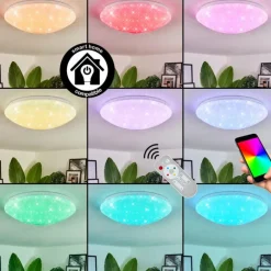 hofstein Plafonnier Melres LED Blanc, 1 lumière, Télécommandes