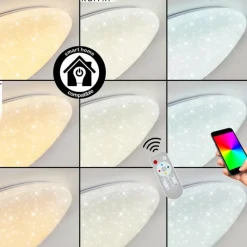 hofstein Plafonnier Melres LED Blanc, 1 lumière, Télécommandes