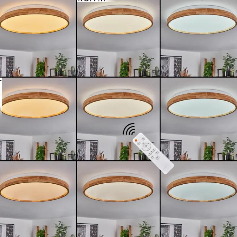 Luminaires Scandinaves-hofstein Plafonnier Menthonnex LED Blanc, 1 lumière, Télécommandes