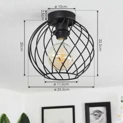 Lampes Industrielles-hofstein Plafonnier Miton Noir, 1 lumière