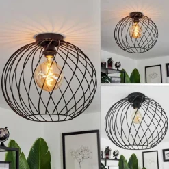 Lampes Vintages & Rétros-hofstein Plafonnier Miton Noir, 1 lumière