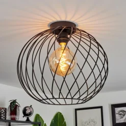 Lampes Vintages & Rétros-hofstein Plafonnier Miton Noir, 1 lumière