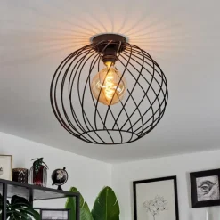 Lampes Vintages & Rétros-hofstein Plafonnier Miton Noir, 1 lumière