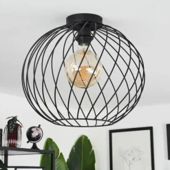 Lampes Vintages & Rétros-hofstein Plafonnier Miton Noir, 1 lumière