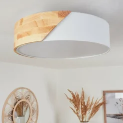 Lampes En Bois-hofstein Plafonnier Mjelstad Brun, Blanc, 2 lumières