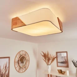 Lampes En Bois-hofstein Plafonnier Mjelstad Brun, Blanc, 2 lumières