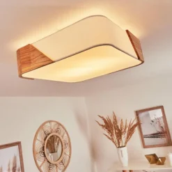 Lampes En Bois-hofstein Plafonnier Mjelstad Brun, Blanc, 2 lumières