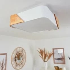 Lampes En Bois-hofstein Plafonnier Mjelstad Brun, Blanc, 2 lumières