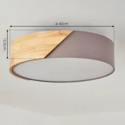 Lampes En Bois-hofstein Plafonnier Mjelstad Brun, Gris, Blanc, 2 lumières