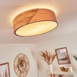 Lampes En Bois-hofstein Plafonnier Mjelstad Brun, Gris, Blanc, 2 lumières