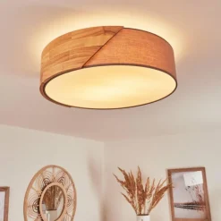 Lampes En Bois-hofstein Plafonnier Mjelstad Brun, Gris, Blanc, 2 lumières