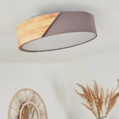 Lampes En Bois-hofstein Plafonnier Mjelstad Brun, Gris, Blanc, 2 lumières