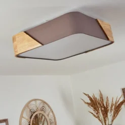 Lampes En Bois-hofstein Plafonnier Mjelstad Brun, Gris, Blanc, 2 lumières